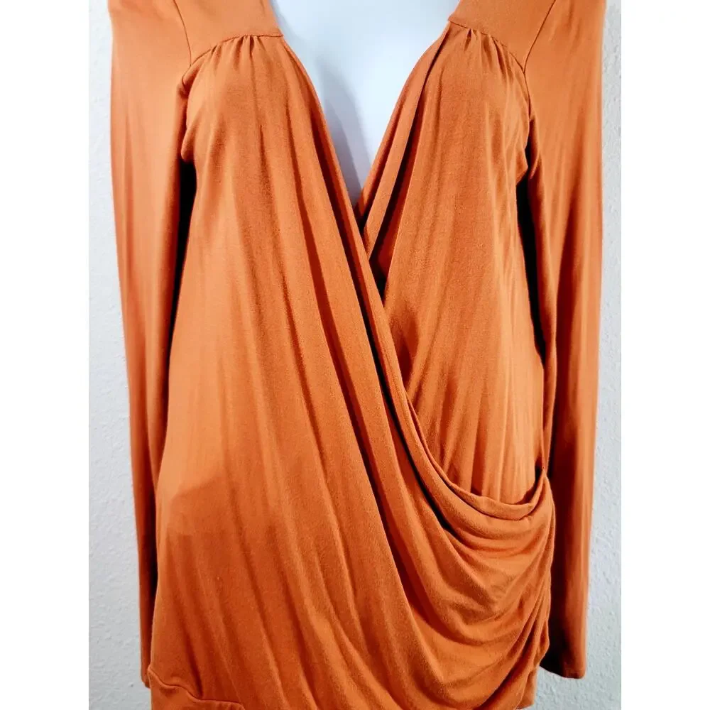 Michael Kors Persimmon Orange Crisscross  Pleated Bodice Top Medium Lightweight